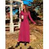 imageZESICA Womens Elegant Maxi Dresses 2025 Spring Long Sleeve Button Casual A Line Boho Flowy Dress with PocketsWine