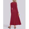 imageZESICA Womens Elegant Maxi Dresses 2025 Spring Long Sleeve Button Casual A Line Boho Flowy Dress with PocketsWine
