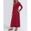 imageZESICA Womens Elegant Maxi Dresses 2025 Spring Long Sleeve Button Casual A Line Boho Flowy Dress with PocketsWine