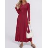imageZESICA Womens Elegant Maxi Dresses 2025 Spring Long Sleeve Button Casual A Line Boho Flowy Dress with PocketsWine