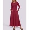 imageZESICA Womens Elegant Maxi Dresses 2025 Spring Long Sleeve Button Casual A Line Boho Flowy Dress with PocketsWine
