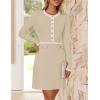 imageZESICA Womens Fall Long Sleeve Bodycon Sweater Dress Crewneck Button Knit Color Block Party Mini DressesApricot