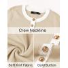 imageZESICA Womens Fall Long Sleeve Bodycon Sweater Dress Crewneck Button Knit Color Block Party Mini DressesApricot