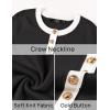 imageZESICA Womens Fall Long Sleeve Bodycon Sweater Dress Crewneck Button Knit Color Block Party Mini DressesBlack