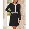 imageZESICA Womens Fall Long Sleeve Bodycon Sweater Dress Crewneck Button Knit Color Block Party Mini DressesBlack