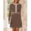 imageZESICA Womens Fall Long Sleeve Bodycon Sweater Dress Crewneck Button Knit Color Block Party Mini DressesKhaki