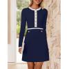 imageZESICA Womens Fall Long Sleeve Bodycon Sweater Dress Crewneck Button Knit Color Block Party Mini DressesNavy