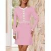 imageZESICA Womens Fall Long Sleeve Bodycon Sweater Dress Crewneck Button Knit Color Block Party Mini DressesPink