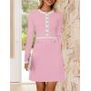 imageZESICA Womens Fall Long Sleeve Bodycon Sweater Dress Crewneck Button Knit Color Block Party Mini DressesPink