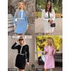 imageZESICA Womens Fall Long Sleeve Bodycon Sweater Dress Crewneck Button Knit Color Block Party Mini DressesPink
