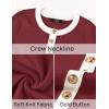 imageZESICA Womens Fall Long Sleeve Bodycon Sweater Dress Crewneck Button Knit Color Block Party Mini DressesRed