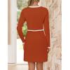 imageZESICA Womens Fall Long Sleeve Bodycon Sweater Dress Crewneck Button Knit Color Block Party Mini DressesRust