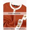 imageZESICA Womens Fall Long Sleeve Bodycon Sweater Dress Crewneck Button Knit Color Block Party Mini DressesRust