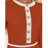 imageZESICA Womens Fall Long Sleeve Bodycon Sweater Dress Crewneck Button Knit Color Block Party Mini DressesRust