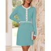imageZESICA Womens Fall Long Sleeve Bodycon Sweater Dress Crewneck Button Knit Color Block Party Mini DressesSage