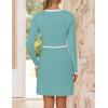 imageZESICA Womens Fall Long Sleeve Bodycon Sweater Dress Crewneck Button Knit Color Block Party Mini DressesSage