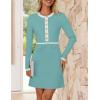 imageZESICA Womens Fall Long Sleeve Bodycon Sweater Dress Crewneck Button Knit Color Block Party Mini DressesSage