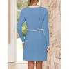 imageZESICA Womens Fall Long Sleeve Bodycon Sweater Dress Crewneck Button Knit Color Block Party Mini DressesSky