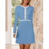 imageZESICA Womens Fall Long Sleeve Bodycon Sweater Dress Crewneck Button Knit Color Block Party Mini DressesSky