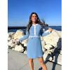 imageZESICA Womens Fall Long Sleeve Bodycon Sweater Dress Crewneck Button Knit Color Block Party Mini DressesSky