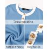 imageZESICA Womens Fall Long Sleeve Bodycon Sweater Dress Crewneck Button Knit Color Block Party Mini DressesSky