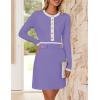 imageZESICA Womens Fall Long Sleeve Bodycon Sweater Dress Crewneck Button Knit Color Block Party Mini DressesTaro