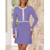 imageZESICA Womens Fall Long Sleeve Bodycon Sweater Dress Crewneck Button Knit Color Block Party Mini DressesTaro