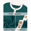 imageZESICA Womens Fall Long Sleeve Bodycon Sweater Dress Crewneck Button Knit Color Block Party Mini DressesTeal