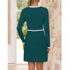 imageZESICA Womens Fall Long Sleeve Bodycon Sweater Dress Crewneck Button Knit Color Block Party Mini DressesTeal