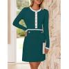 imageZESICA Womens Fall Long Sleeve Bodycon Sweater Dress Crewneck Button Knit Color Block Party Mini DressesTeal