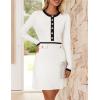 imageZESICA Womens Fall Long Sleeve Bodycon Sweater Dress Crewneck Button Knit Color Block Party Mini DressesWhite