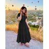 imageZESICA Womens Summer Casual Midi Dresses 2025 Short Sleeve V Neck Elastic Waist Elegant Boho Flowy Long Dress with PocketBlack