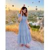 imageZESICA Womens Summer Casual Midi Dresses 2025 Short Sleeve V Neck Elastic Waist Elegant Boho Flowy Long Dress with PocketBlue