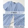imageZESICA Womens Summer Casual Midi Dresses 2025 Short Sleeve V Neck Elastic Waist Elegant Boho Flowy Long Dress with PocketBlue