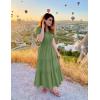 imageZESICA Womens Summer Casual Midi Dresses 2025 Short Sleeve V Neck Elastic Waist Elegant Boho Flowy Long Dress with PocketGreen