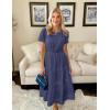 imageZESICA Womens Summer Casual Midi Dresses 2025 Short Sleeve V Neck Elastic Waist Elegant Boho Flowy Long Dress with PocketNavy