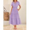 imageZESICA Womens Summer Casual Midi Dresses 2025 Short Sleeve V Neck Elastic Waist Elegant Boho Flowy Long Dress with PocketPurple
