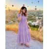 imageZESICA Womens Summer Casual Midi Dresses 2025 Short Sleeve V Neck Elastic Waist Elegant Boho Flowy Long Dress with PocketPurple
