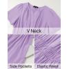imageZESICA Womens Summer Casual Midi Dresses 2025 Short Sleeve V Neck Elastic Waist Elegant Boho Flowy Long Dress with PocketPurple