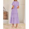 imageZESICA Womens Summer Casual Midi Dresses 2025 Short Sleeve V Neck Elastic Waist Elegant Boho Flowy Long Dress with PocketPurple