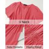 imageZESICA Womens Summer Casual Midi Dresses 2025 Short Sleeve V Neck Elastic Waist Elegant Boho Flowy Long Dress with PocketWatermelon