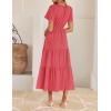 imageZESICA Womens Summer Casual Midi Dresses 2025 Short Sleeve V Neck Elastic Waist Elegant Boho Flowy Long Dress with PocketWatermelon