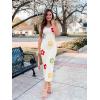 imageZESICA Womens Summer Floral Knit Bodycon Midi Dress 2025 Sleeveless Crew Neck Color Block Long Beach Party DressesApricot