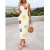 imageZESICA Womens Summer Floral Knit Bodycon Midi Dress 2025 Sleeveless Crew Neck Color Block Long Beach Party DressesApricot