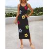 imageZESICA Womens Summer Floral Knit Bodycon Midi Dress 2025 Sleeveless Crew Neck Color Block Long Beach Party DressesBlack