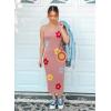imageZESICA Womens Summer Floral Knit Bodycon Midi Dress 2025 Sleeveless Crew Neck Color Block Long Beach Party DressesDustypink