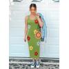 imageZESICA Womens Summer Floral Knit Bodycon Midi Dress 2025 Sleeveless Crew Neck Color Block Long Beach Party DressesGreen