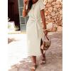 imageZESICA Womens Summer Short Sleeve Bodycon Midi Dresses 2025 Casual Crewneck Knit Wrap Tie Waist T Shirt Long DressApricot