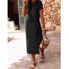 imageZESICA Womens Summer Short Sleeve Bodycon Midi Dresses 2025 Casual Crewneck Knit Wrap Tie Waist T Shirt Long DressBlack
