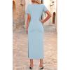 imageZESICA Womens Summer Short Sleeve Bodycon Midi Dresses 2025 Casual Crewneck Knit Wrap Tie Waist T Shirt Long DressBlue
